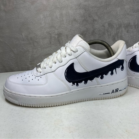 Nike White Air Force 1 Paint Dripping Navy Blue Custom Men's Sz 11 315115-112 - Picture 7 of 11